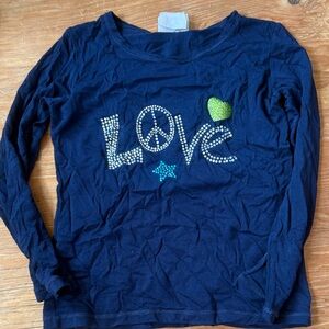 Kids Long Sleeve Shirt with Love Design - Navy